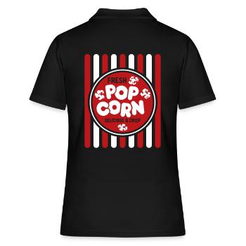 Popcorn frais - croustillant et délicieux - Cadeau - Polo Femme - noir - Dos - Ailine (174cm)