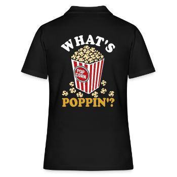 Qu’est-ce qui saute ? Pop-corn frais - croustillant - Polo Femme - noir - Dos - Ailine (174cm)