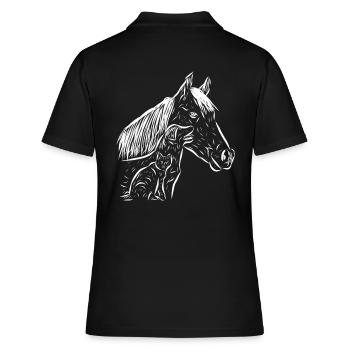Pferd,Hund und Katze - Frauen Polo Shirt - Schwarz - Hinten - Ailine (174cm)
