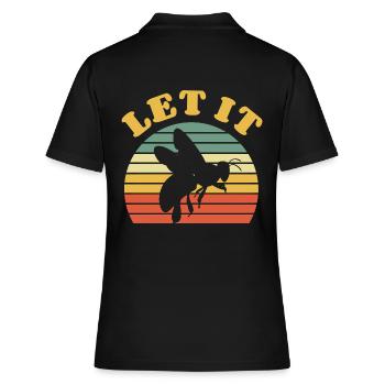 Let It Bee - Bienen, Imker, Honig Geschenk - Frauen Polo Shirt - Schwarz - Hinten - Ailine (174cm)