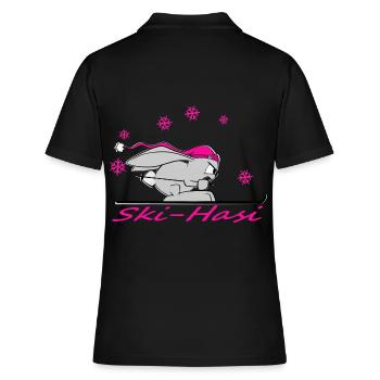 Skihase Schnee süßer Hase Ski Winter Comic lustig - Frauen Polo Shirt - Schwarz - Hinten - Ailine (174cm)