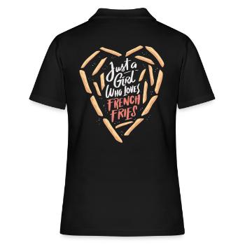 Nur ein Mädchen das Pommes liebt - Frauen Polo Shirt - Schwarz - Hinten - Ailine (174cm)