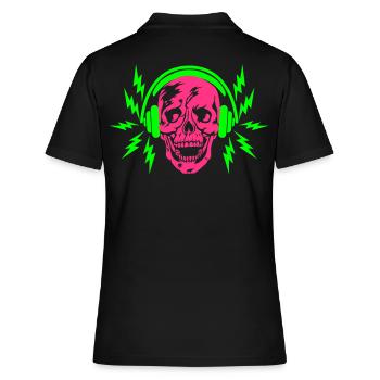 41 Skull Skull Headphone Flashes - Women's Polo Shirt - black - Back - Ailine (174cm)