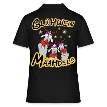 Weihnachtsmarkt Glühwein Määhdels - Frauen Polo Shirt - Schwarz - Hinten - Ailine (174cm)