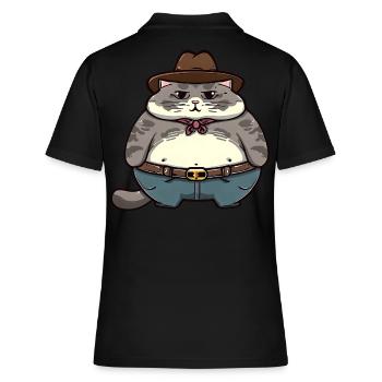 Gros chat cowboy - Polo Femme - noir - Dos - Ailine (174cm)