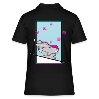 Skihase Schnee süßer Hase Ski Winter Comic lustig - Frauen Polo Shirt - Schwarz - Hinten - Ailine (174cm)