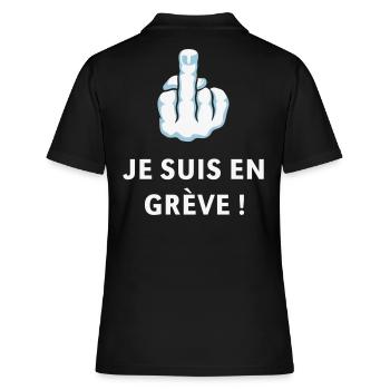 Doigt D’Honneur – Je Suis En Grève ! (Médius) - Polo Femme - noir - Dos - Ailine (174cm)