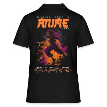 Anime Mann - Frauen Polo Shirt - Schwarz - Hinten - Ailine (174cm)