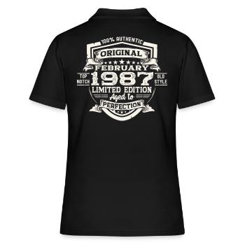Février né 1987 36ème anniversaire cadeau homme - Polo Femme - noir - Dos - Ailine (174cm)