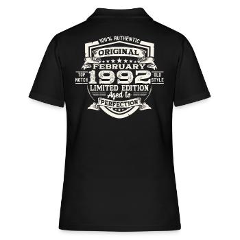 Février né 1992 31ème anniversaire cadeau homme - Polo Femme - noir - Dos - Ailine (174cm)