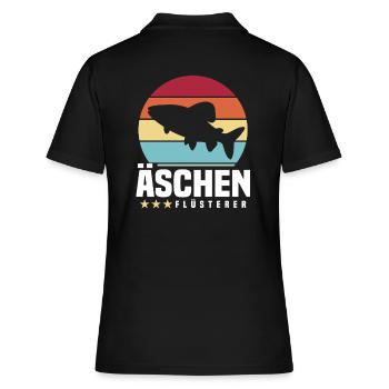 Äschen Flüsterer - Frauen Polo Shirt - Schwarz - Hinten - Ailine (174cm)