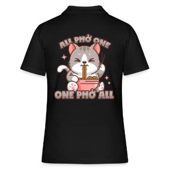 Phở Katze Vietnamesische Pho Suppe Wortspiel - Frauen Polo Shirt - Schwarz - Hinten - Ailine (174cm)
