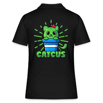 Chats Cactus Pun Catcus - Polo Femme - noir - Dos - Ailine (174cm)