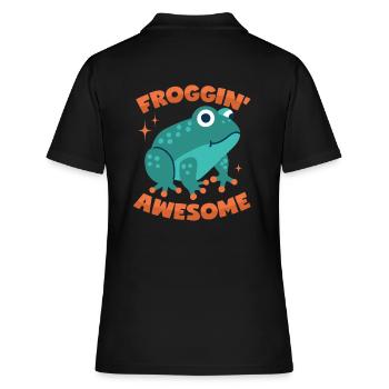 Frosch Wortwitz - Frauen Polo Shirt - Schwarz - Hinten - Ailine (174cm)