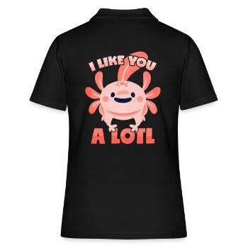 Axolotl Wortwitz - Frauen Polo Shirt - Schwarz - Hinten - Ailine (174cm)
