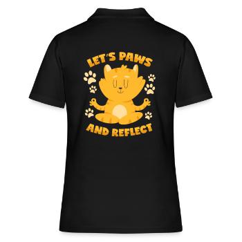 Cat: Pause and Reflect - Meditation - Women's Polo Shirt - black - Back - Ailine (174cm)