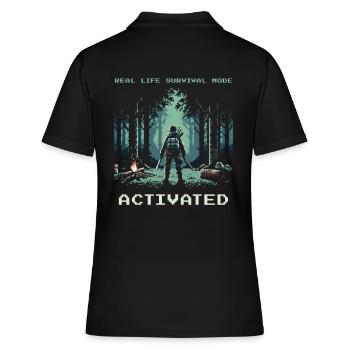 Real Life Survival Mode Activated Spruch - Frauen Polo Shirt - Schwarz - Hinten - Ailine (174cm)
