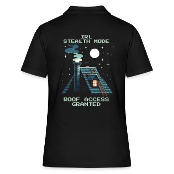 Ramoneur Stealth Accès au toit Retro Pixel - Polo Femme - noir - Dos - Ailine (174cm)