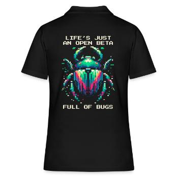 Bug Leben Beta Bugs Retro Pixel Art Humor Gaming - Frauen Polo Shirt - Schwarz - Hinten - Ailine (174cm)