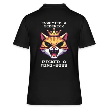 Statt Sidekick | Tierheim Hund Katze - Frauen Polo Shirt - Schwarz - Hinten - Ailine (174cm)
