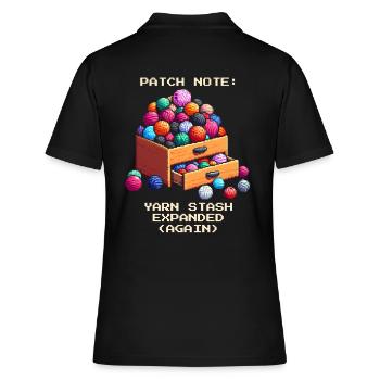 Wollvorrat erweitert | Häkeln Handarbeit Garn DIY - Frauen Polo Shirt - Schwarz - Hinten - Ailine (174cm)