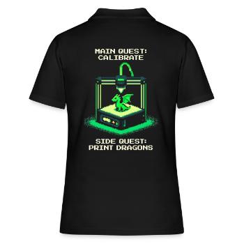 Kalibrieren & Drachen Drucken | 3D-Druck - Frauen Polo Shirt - Schwarz - Hinten - Ailine (174cm)