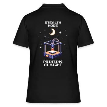 Stealth Mode: Night Printing | 3D Printing Print Bed - Women's Polo Shirt - black - Back - Ailine (174cm)