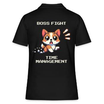 ADHS vs. Zeitmanagement | Fokus & Konzentration - Frauen Polo Shirt - Schwarz - Hinten - Ailine (174cm)