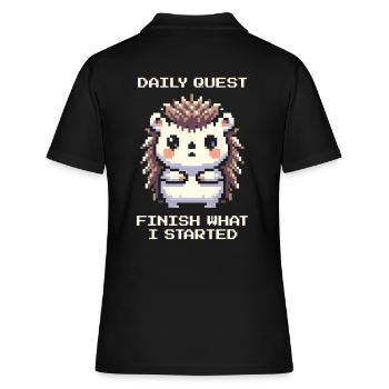 Daily Quest: Finish | ADHD Tasks - Women's Polo Shirt - black - Back - Ailine (174cm)