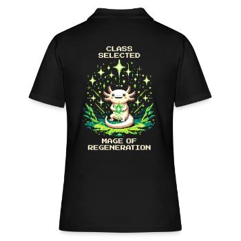 Axolotl Mage | Regeneration Nerd Pixel Retro - Women's Polo Shirt - black - Back - Ailine (174cm)