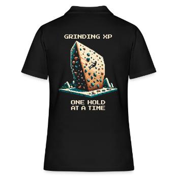 XP Grind : poignée par poignée | Bloc Pixel Art - Polo Femme - noir - Dos - Ailine (174cm)