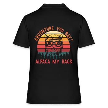 Alpaca Abenteuer - Frauen Polo Shirt - Schwarz - Hinten - Ailine (174cm)
