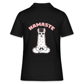 Llama Namaste Meditieren - Frauen Polo Shirt - Schwarz - Hinten - Ailine (174cm)