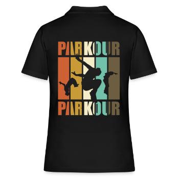 Parkour, parkour runner - vintage - Polo Femme - noir - Dos - Ailine (174cm)