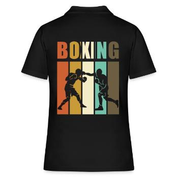 Boxe - boxeur vintage - Polo Femme - noir - Dos - Ailine (174cm)