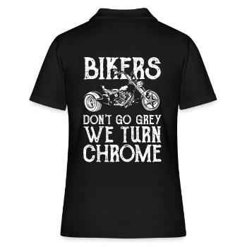 Bikers dont go grey we turn chrome - Frauen Polo Shirt - Schwarz - Hinten - Ailine (174cm)