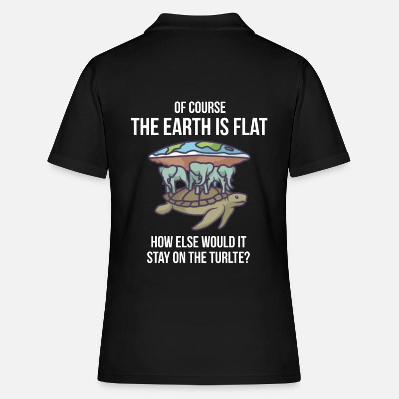 Of course the earth is flat - turtle - Women's Polo Shirt - black