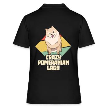 Crazy Pomeranian Lady - Zwergspitz Pom - Frauen Polo Shirt - Schwarz - Hinten - Ailine (174cm)