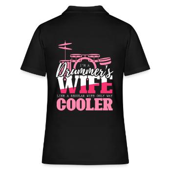 Drummers Wife - Drummer Gift - Women's Polo Shirt - black - Back - Ailine (174cm)