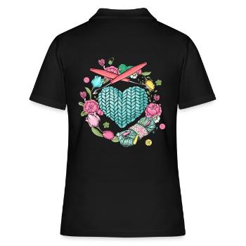 Häkeln Stricken Garn Strickerin Näherin - Frauen Polo Shirt - Schwarz - Hinten - Ailine (174cm)
