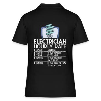 Electrician Hourly Rate - Electronics Technician - Women's Polo Shirt - black - Back - Ailine (174cm)
