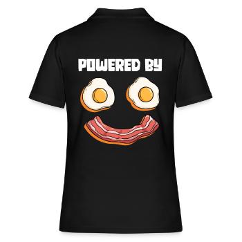 Powered By Eggs And Bacon - Fried Egg Breakfast - Women's Polo Shirt - black - Back - Ailine (174cm)