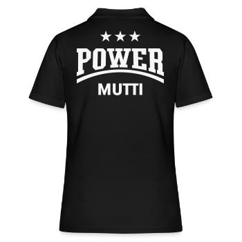 Power Mutti (Mama, Mami, Mutter, Muttertag, White) - Frauen Polo Shirt - Schwarz - Hinten - Ailine (174cm)