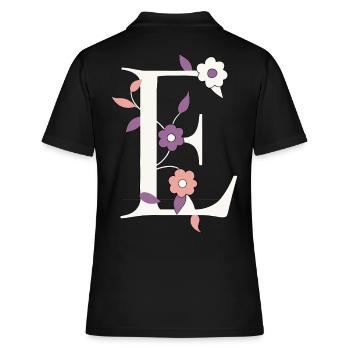 Lettre E Monogramme Rétro - Polo Femme - noir - Dos - Ailine (174cm)