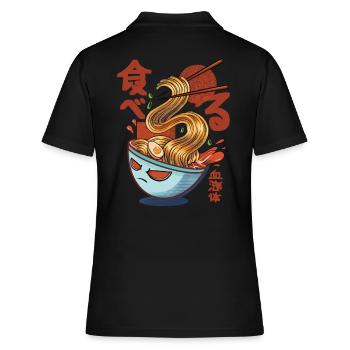 Soupes de nouilles ramen dans le style anime et manga - Polo Femme - noir - Dos - Ailine (174cm)