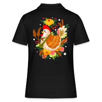 Une mère poule fait éclore des œufs d’élevage de poulets - Polo Femme - noir - Dos - Ailine (174cm)