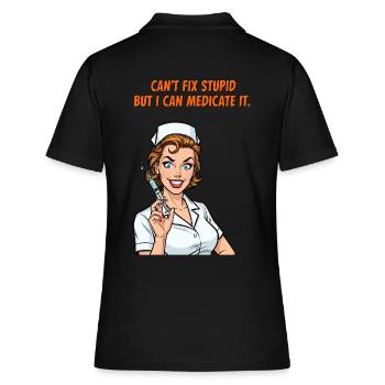 Nurse Saying: Stupidity Medicine - Women's Polo Shirt - black - Back - Ailine (174cm)