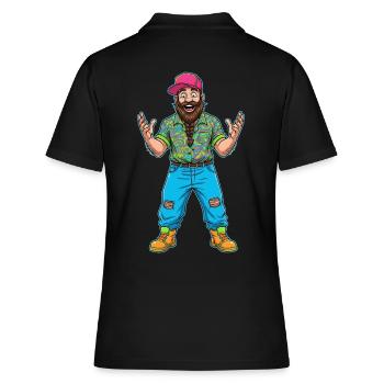 Fröhlicher Trucker Typ: Bart & Style pur! - Frauen Polo Shirt - Schwarz - Hinten - Ailine (174cm)