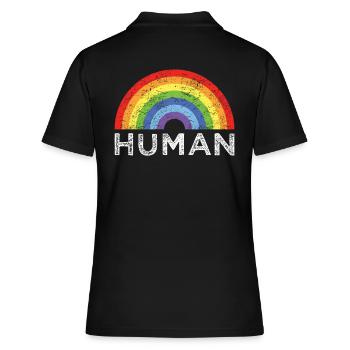 HUMAN Rainbow LGBT Pride Retro Vintage - Polo Femme - noir - Dos - Ailine (174cm)