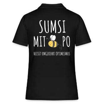 SUMSI WITH PO IS REVERSED OPTIMISM - Women's Polo Shirt - black - Back - Ailine (174cm)